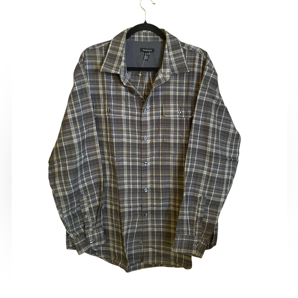 𝅺Van Heusen Plaid Button Down Pocket Casua Shirt Men's/ Size XL (17-17.5)